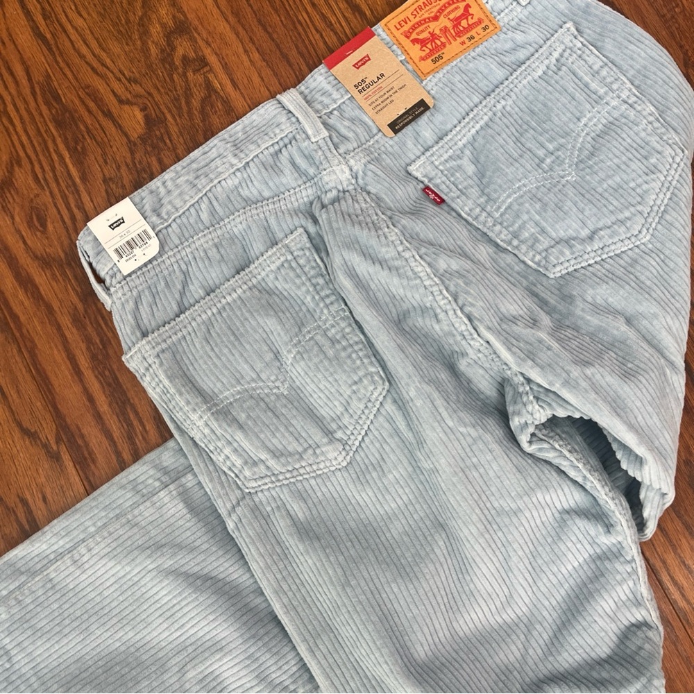 Levi's Light Blue Corduroy 505s 36 X 30